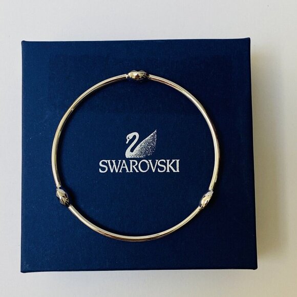 Swarovski bangle bracelet crystal Silver Gray Black Metallic - No Box Size M - Picture 4 of 6